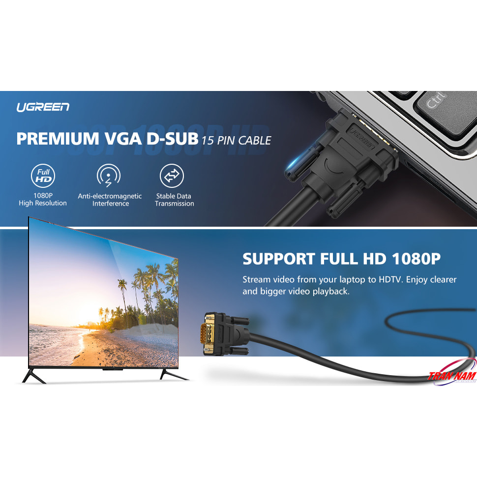 Cáp VGA Chính hãng Ugreen 11630 11646 11631 11632 11633 VG101