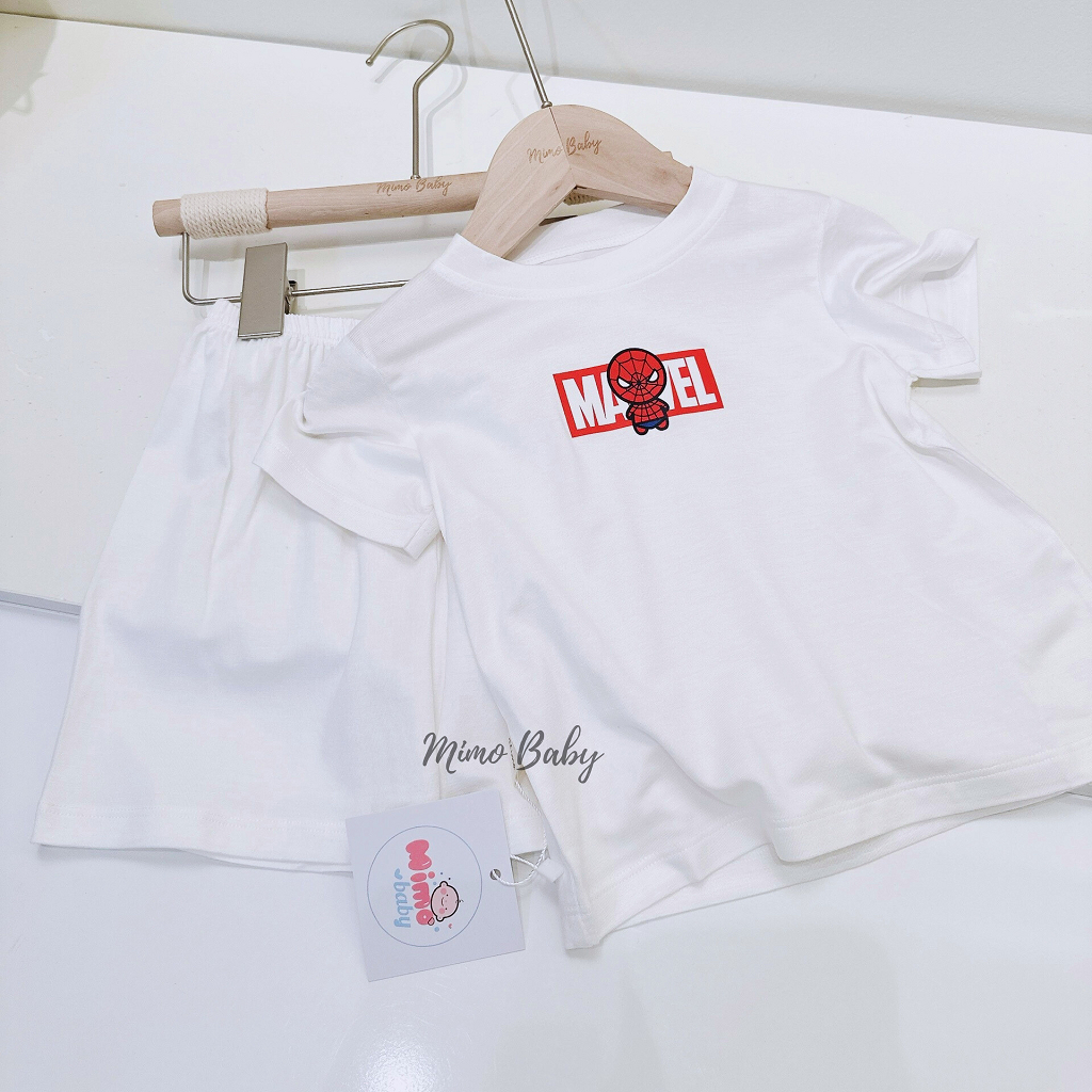Bộ quần áo cộc tay in hình các siêu anh hùng cho bé trai QA100 Mimo Baby