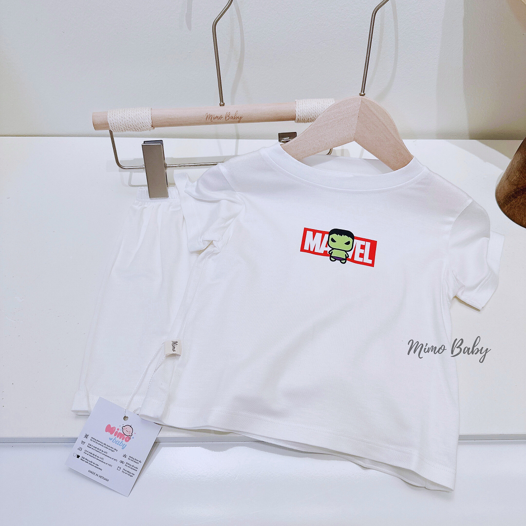 Bộ quần áo cộc tay in hình các siêu anh hùng cho bé trai QA100 Mimo Baby