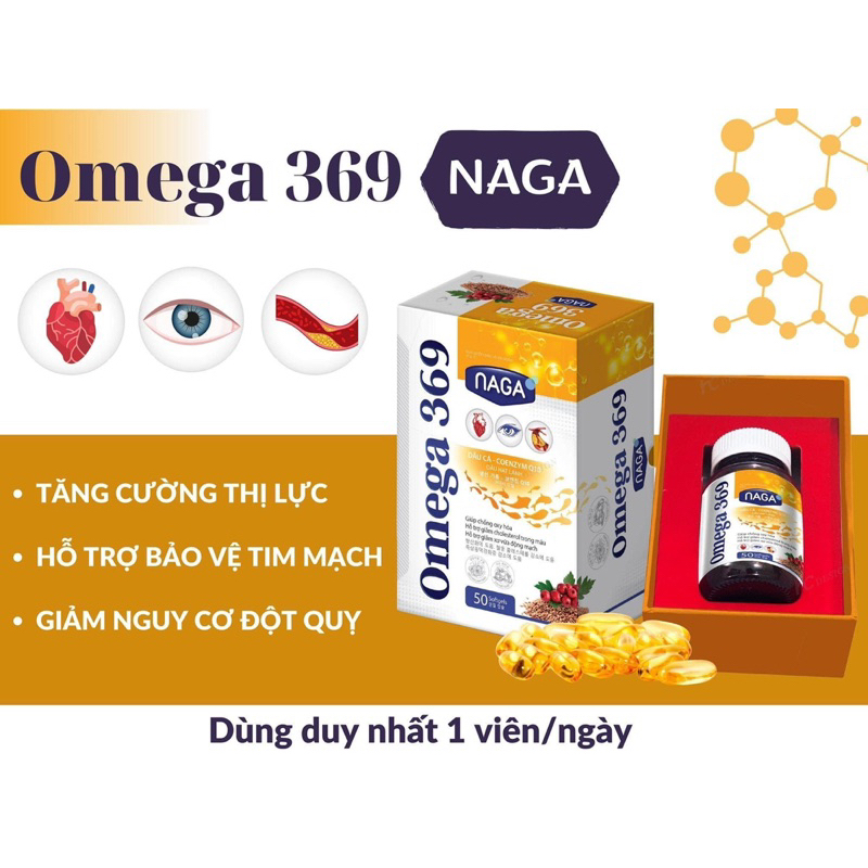 Omega 369 naga hộp 50 viên hỗ trợ tăng cường thị lực,bảo vệ tim mạch,giảm nguy cơ đột quỵ