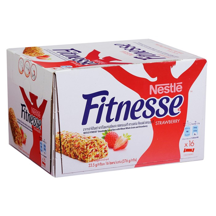 Hộp 16 Thanh Ngũ Cốc Ăn Sáng Nestle Fitnesse Vị Dâu 23.5G/Thanh