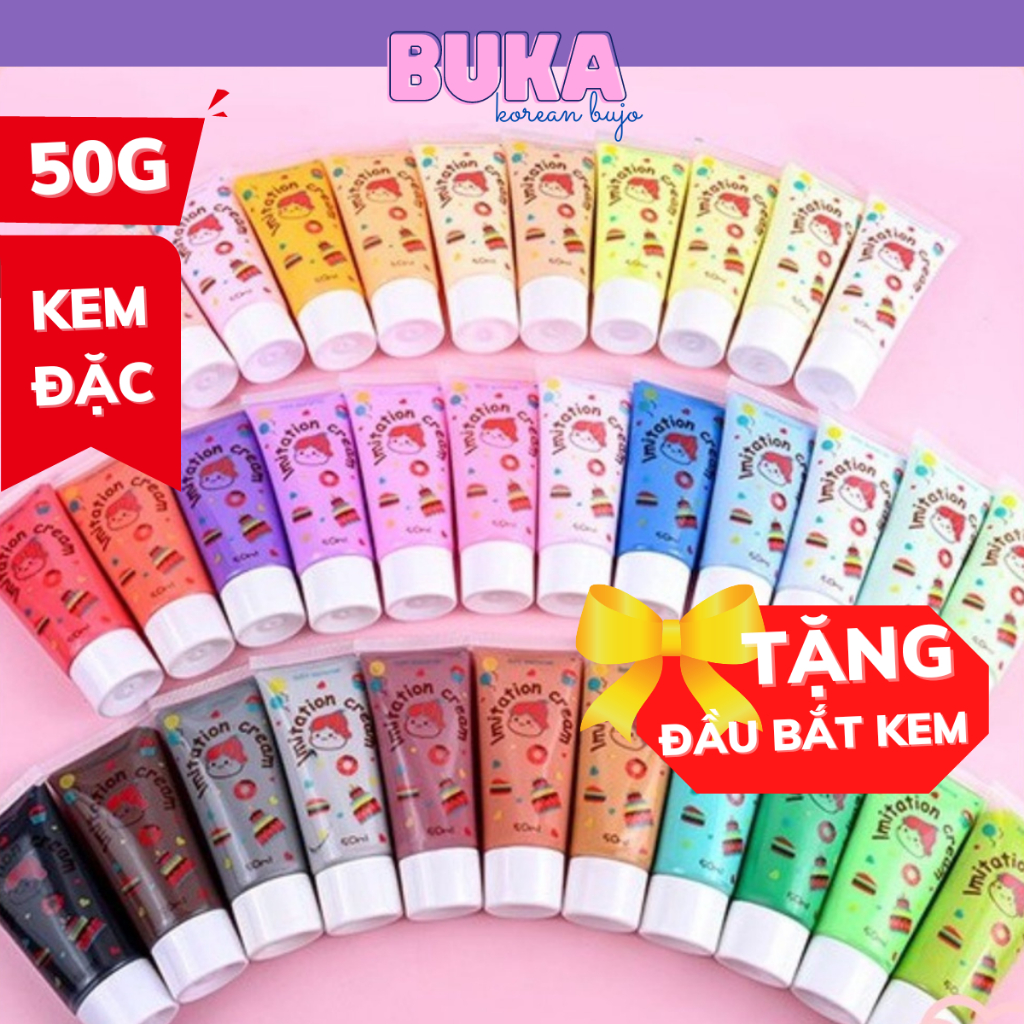 Kem keo Buka 50g bắt trang trí kem keo kem thạch decor toploader, ốp điện thoại, dùng dán Charm (tặng đầu bắt kem)