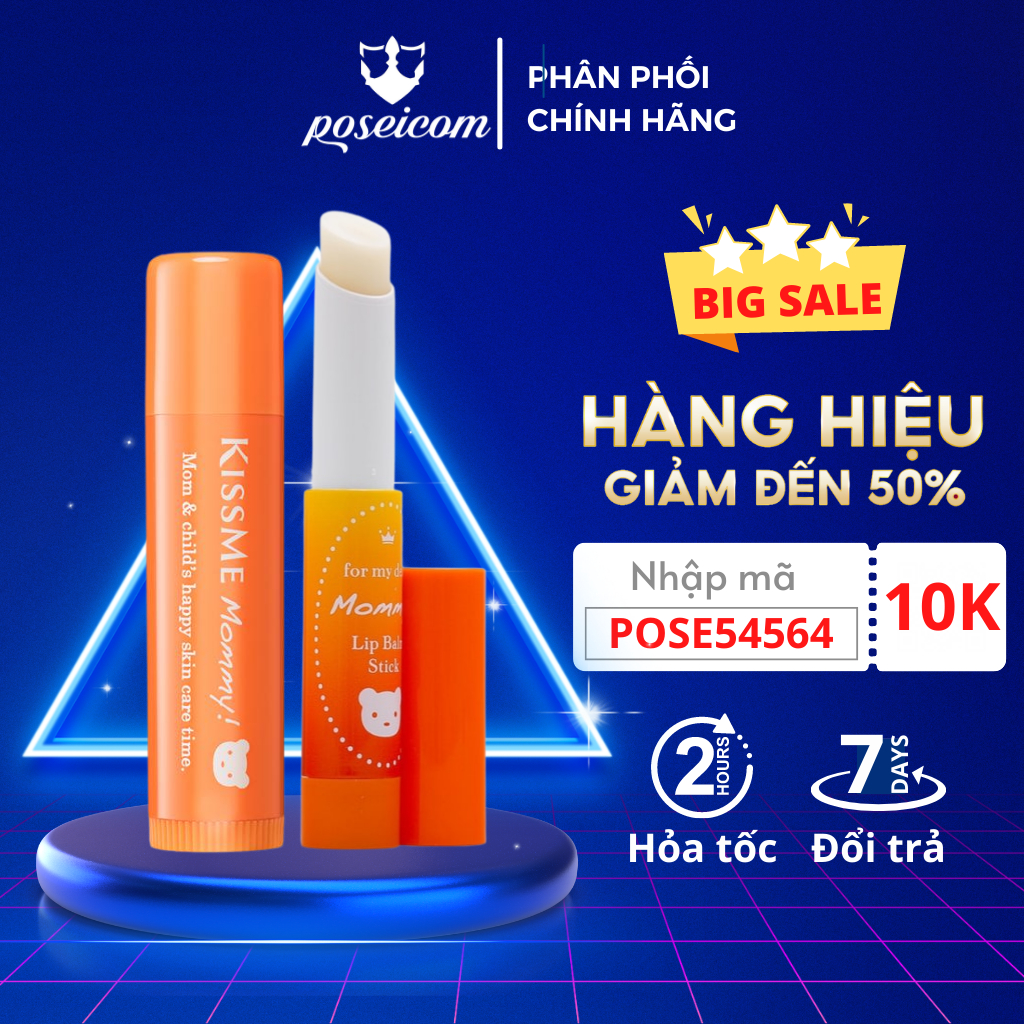Son và kem dưỡng môi cấp ẩm Kissme Mommy Lip Balm Stick & Cream dành cho bé từ 6 tháng tuổi da nhạy cảm