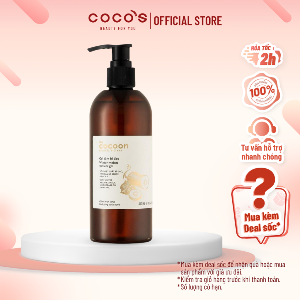 Sữa tắm bí đao dạng gel Cocoon giúp giảm mụn lưng 310ml Winter Melon Shower Gel