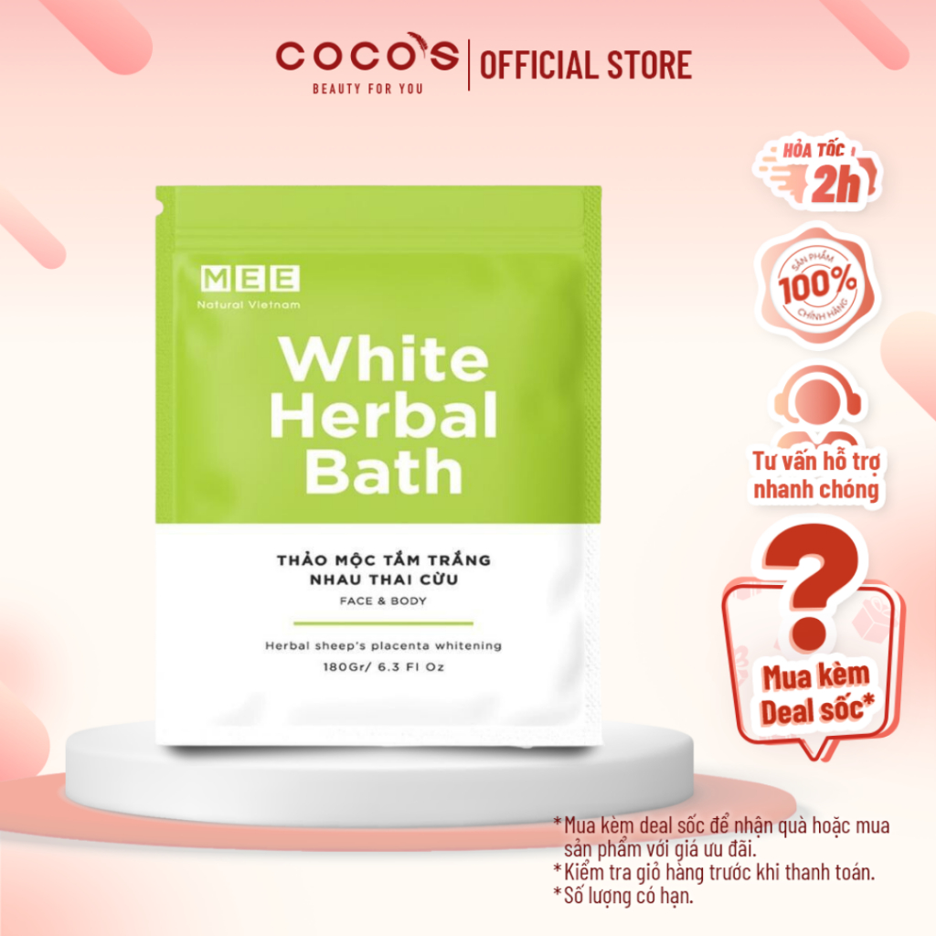 Tắm trắng x3 nhau thai cừu, dưỡng trắng da body thảo mộc Mee Natural White Herbal Bath 180g