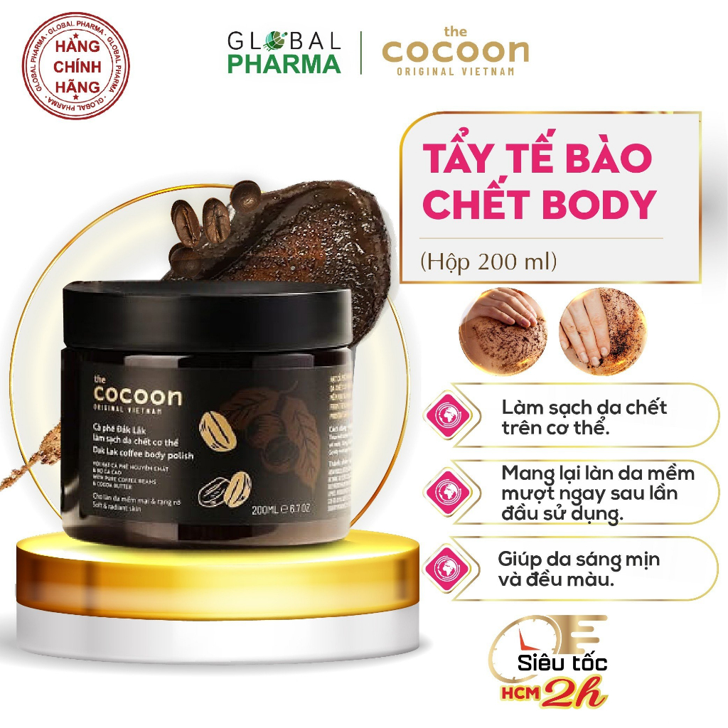 Tẩy da chết cơ thể cà phê Đắk Lắk Cocoon cho làn da mềm mại và rạng rỡ (Hũ 200ml)