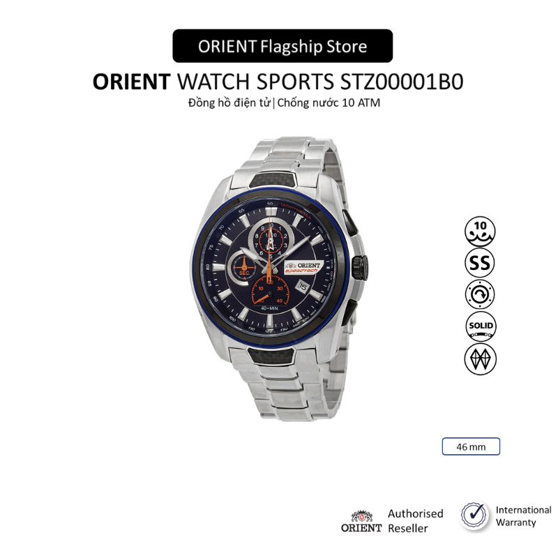 Đồng hồ nam Orient Watch Sports STZ00001B0 mặt kính Sapphire, thể thao chống nước 10 ATM, dây thép đeo tay cao cấp