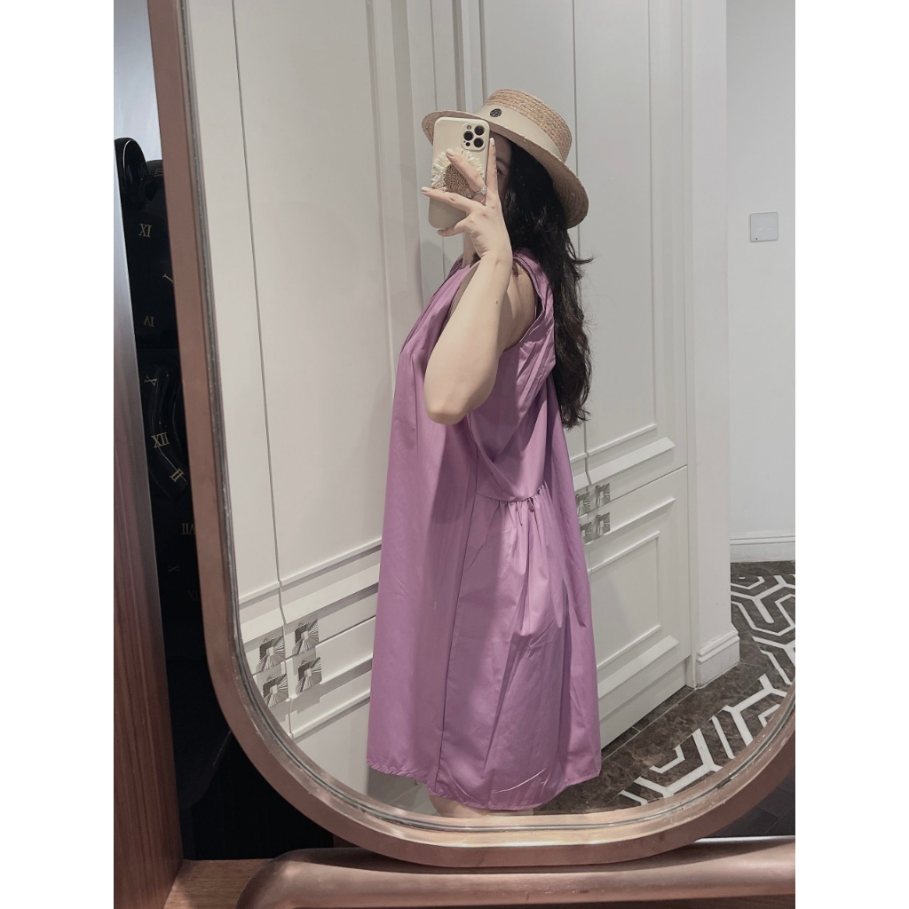 BÁN SỈ  VÁY ĐÔI MẸ BÉ MÀU TÍM SUÔNG SÁT NÁCH