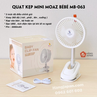 Quạt kẹp mini moaz bébé mb063 điều chỉnh 360 độ, 3 chế độ gió, tiếng ồn thấp - chính hãng cho bé
