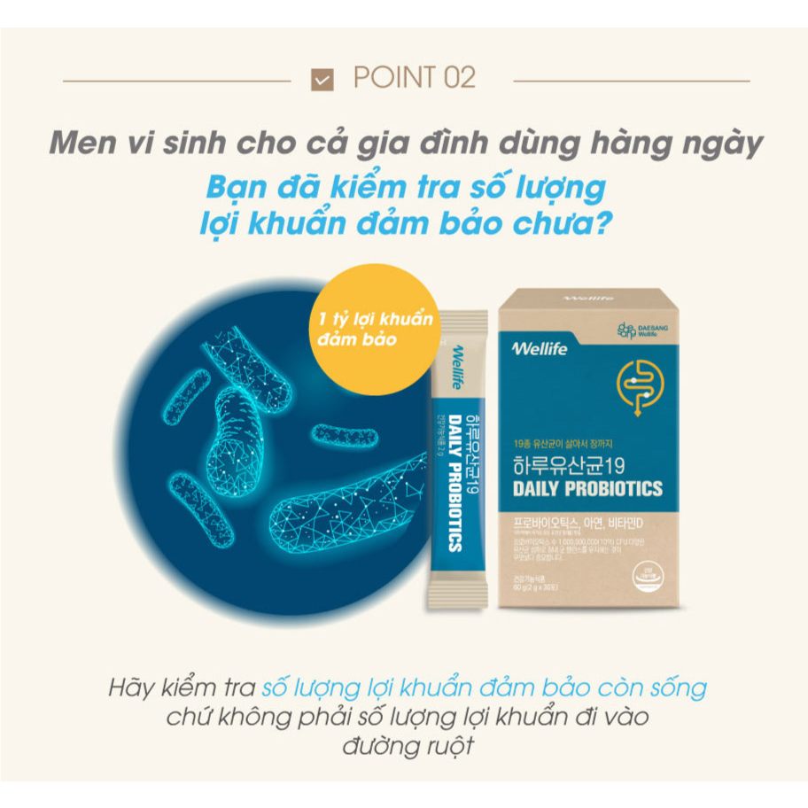 Men Vi Sinh Daesang Wellife Daily Probiotics 19 Hộp 30 Gói - K2V Shop