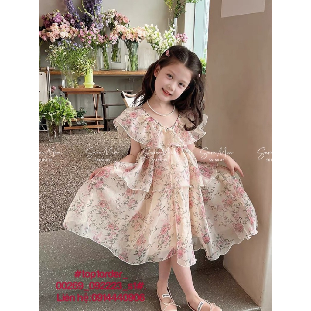 💖💖Hàng buôn sỉ💖💖 Đầm công chúa, bé gái, bèo tầng, chất liệu tơ ngọc trai, size 1-10 #top1order_00269_092223_s1