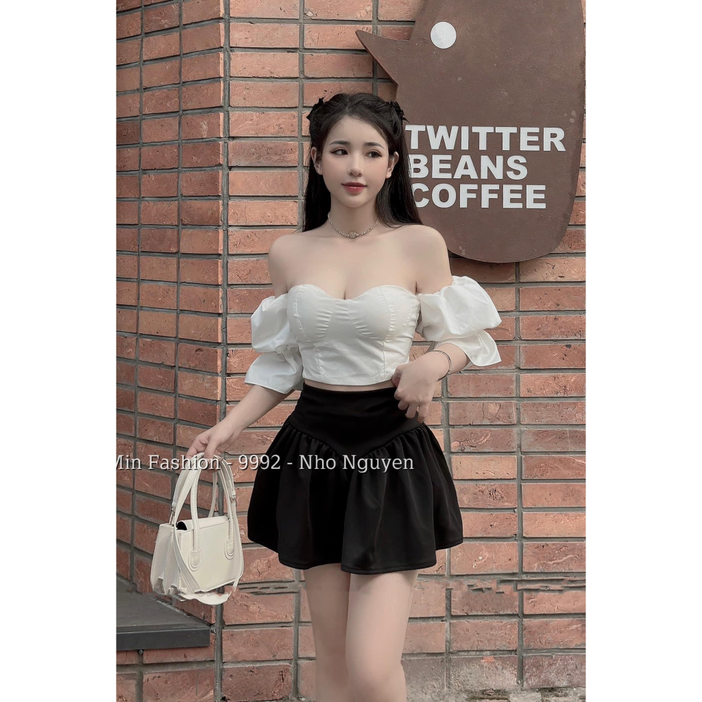 Set đồ nữ đi chơi dễ thương, set váy đi dự tiệc cưới cực đẹp với chân váy xòe có lót kèm áo kiểu nữ cúp ngực sau moking