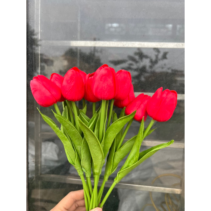 Hoa giả,hoa tuylip 1 Bông casu để bàn văn phòng,hoa trang trí