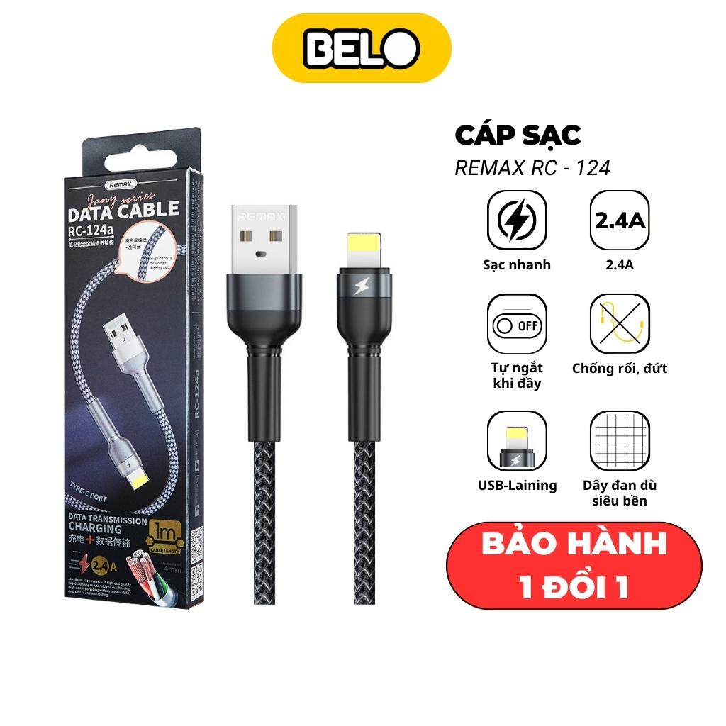 Dây sạc nhanh, cáp sạc nhanh Remax Rc-124, sạc 2.4A nhanh không nóng máy – Belo