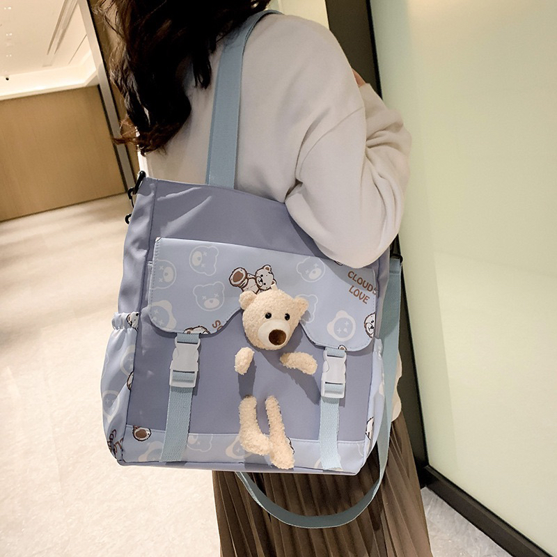 Túi tote đeo vai vải bố học sinh phong cách ulzzang phối túi hộp