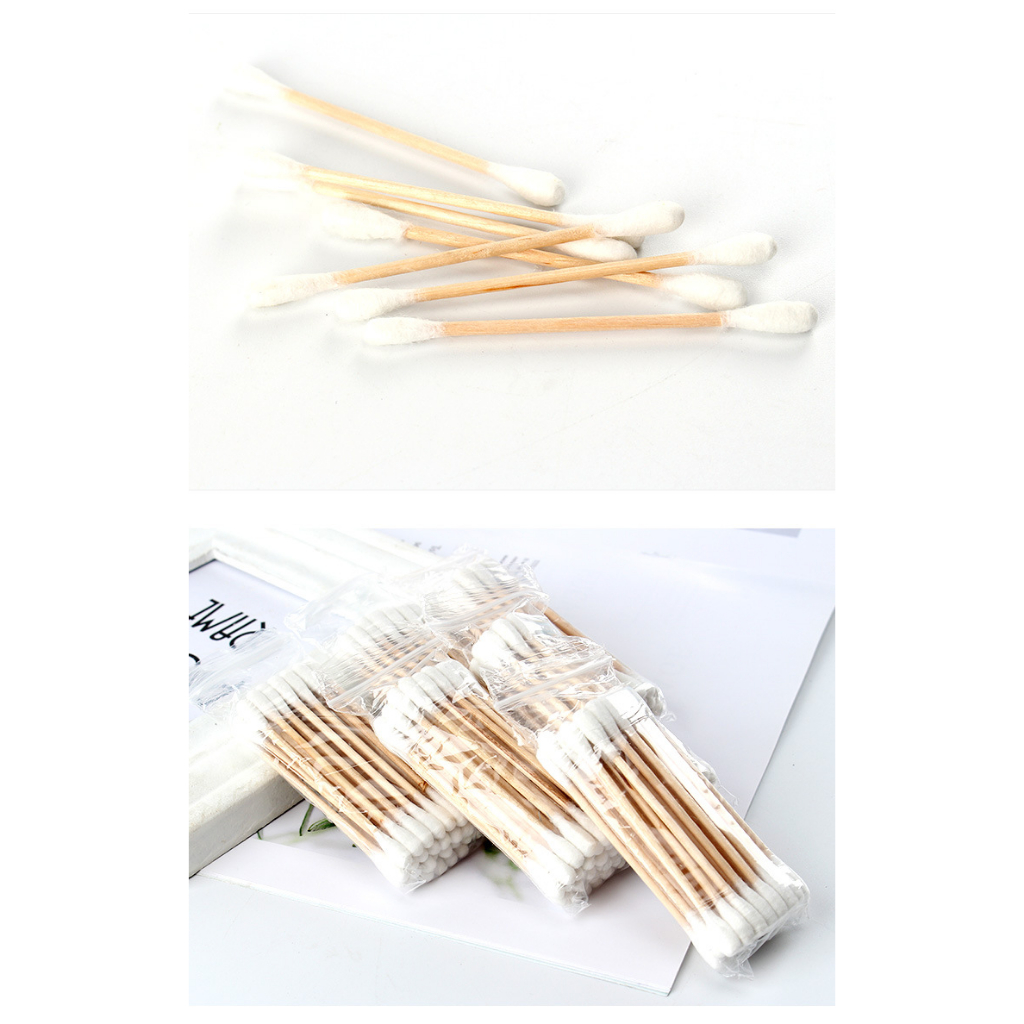 Gói 100 Que Tăm Bông Ngoáy Tai Thân Gỗ