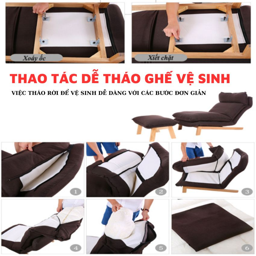 Ghế Thư Giãn Đọc Sách Decor phòng Thiết Kế Sang Trọng Hiện Đại Trẻ Trung, Ghế Lười  Kiểu Nhật Mẫu Mới Tặng Kèm Đôn