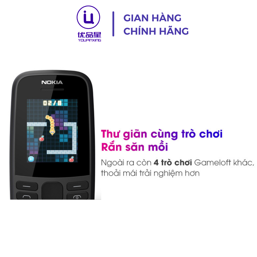 Điện thoại NOKIA 1O5 4G 2O19 bản 2 sim thiết kế bền bỉ, tặng kèm pin sạc, bảo hành 12 tháng