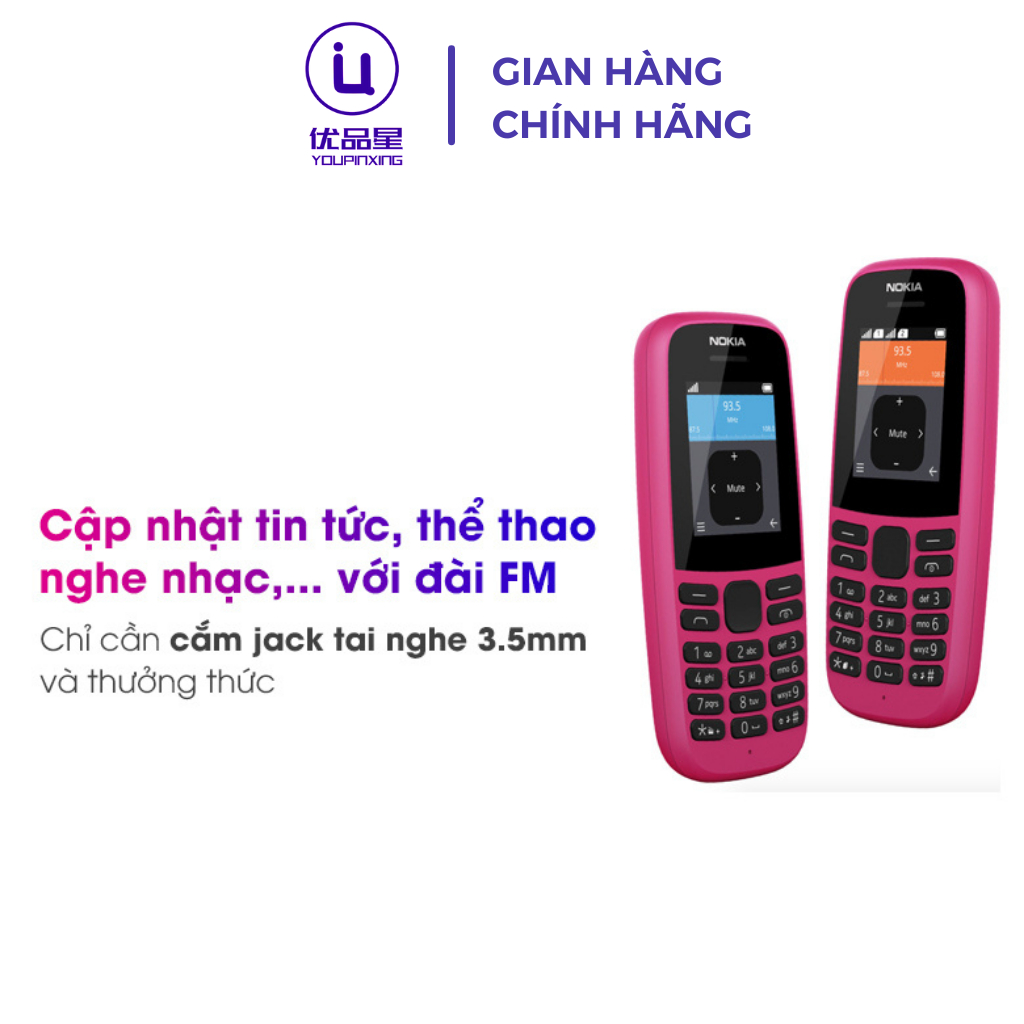 Điện thoại NOKIA 1O5 4G 2O19 bản 2 sim thiết kế bền bỉ, tặng kèm pin sạc, bảo hành 12 tháng