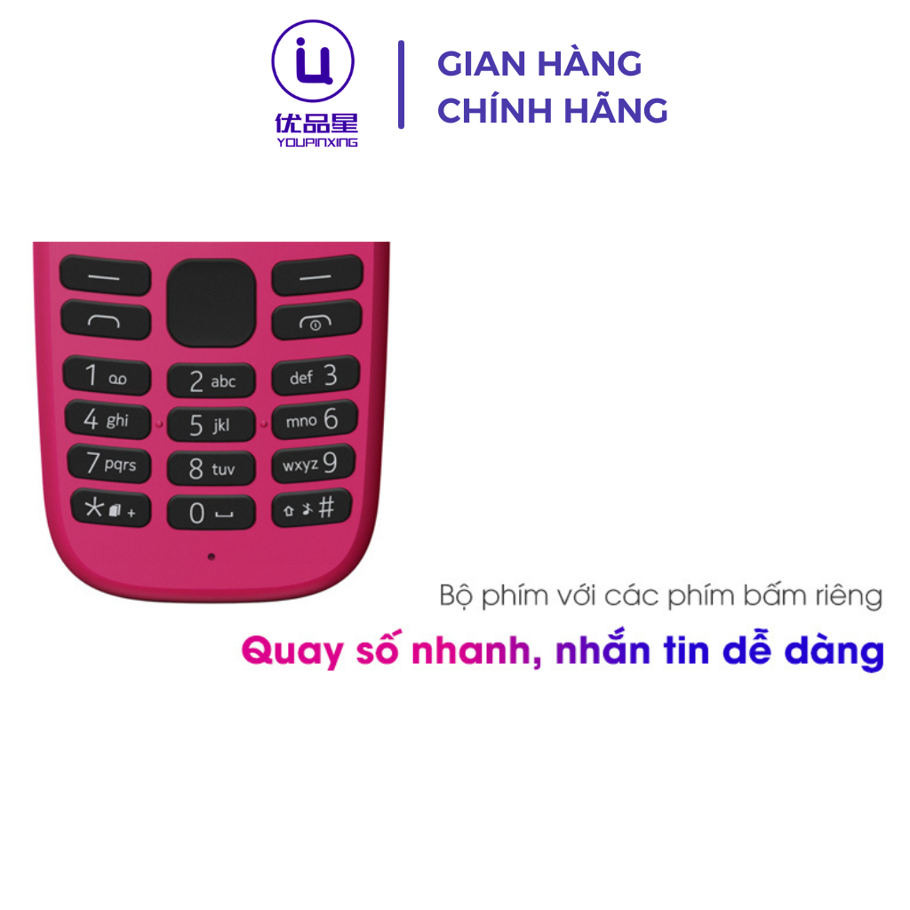 Điện thoại NOKIA 1O5 4G 2O19 bản 2 sim thiết kế bền bỉ, tặng kèm pin sạc, bảo hành 12 tháng