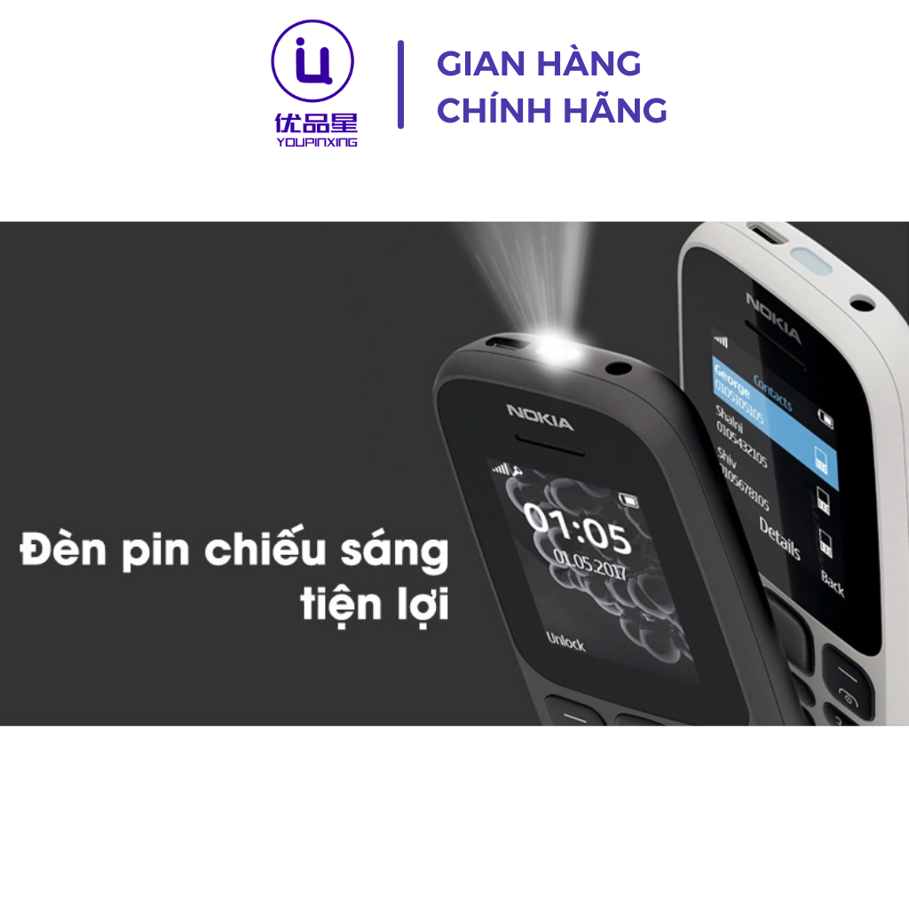 Điện thoại NOKIA 1O5 4G 2O17 bản 2 sim thiết kế siêu bền, tặng kèm pin sạc, bảo hành 12 tháng
