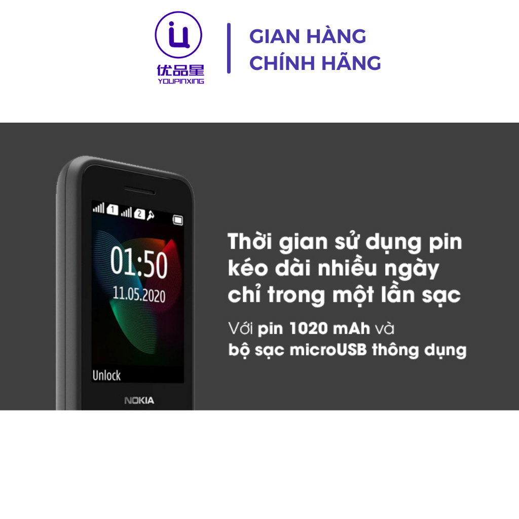 Điện thoại NOKIA 15O 4G bản 2 sim có camera quay phim chụp ảnh, tặng kèm pin sạc, bảo hành 12 tháng