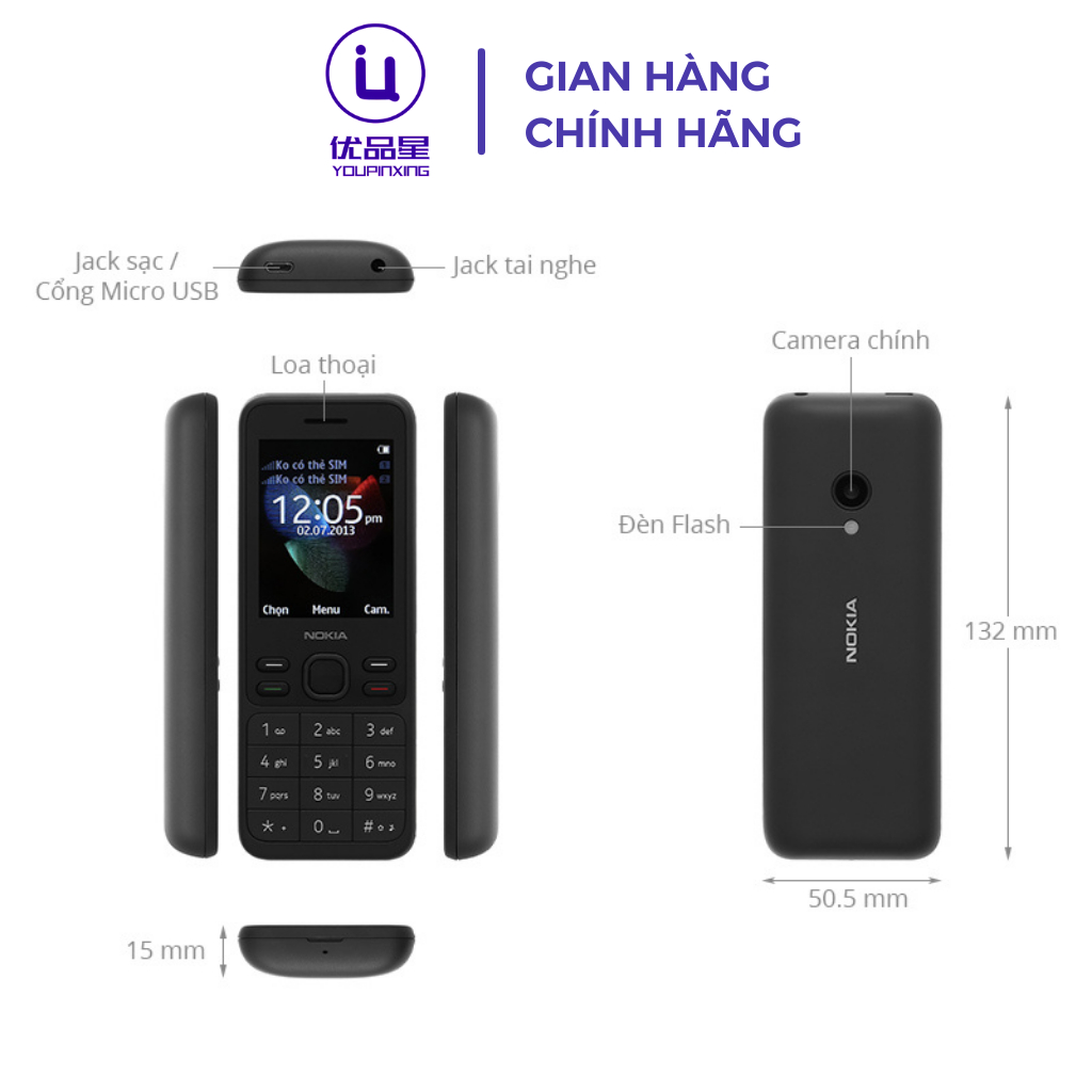 Điện thoại NOKIA 15O 4G bản 2 sim có camera quay phim chụp ảnh, tặng kèm pin sạc, bảo hành 12 tháng