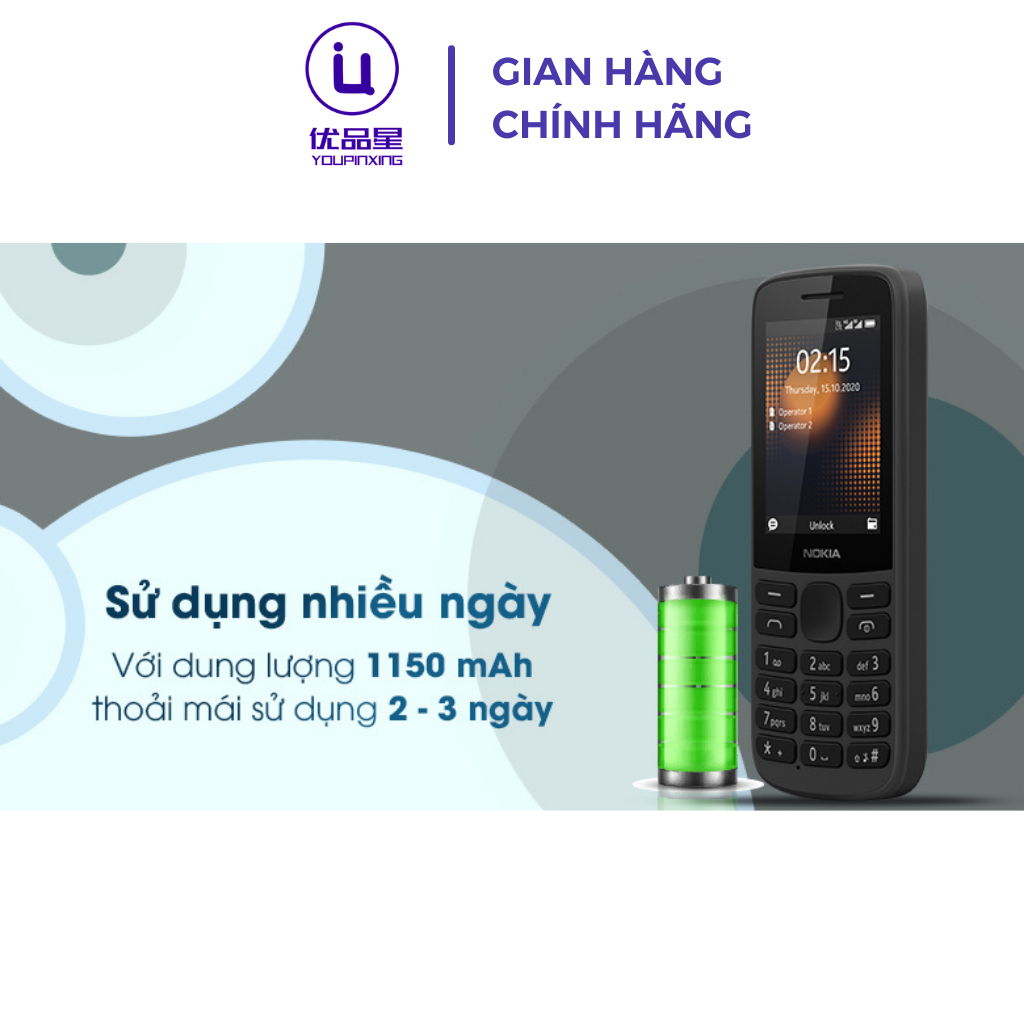Điện thoại NOKIA 215 4G bản 2 sim bền bỉ, tặng kèm pin sạc, bảo hành 12 tháng