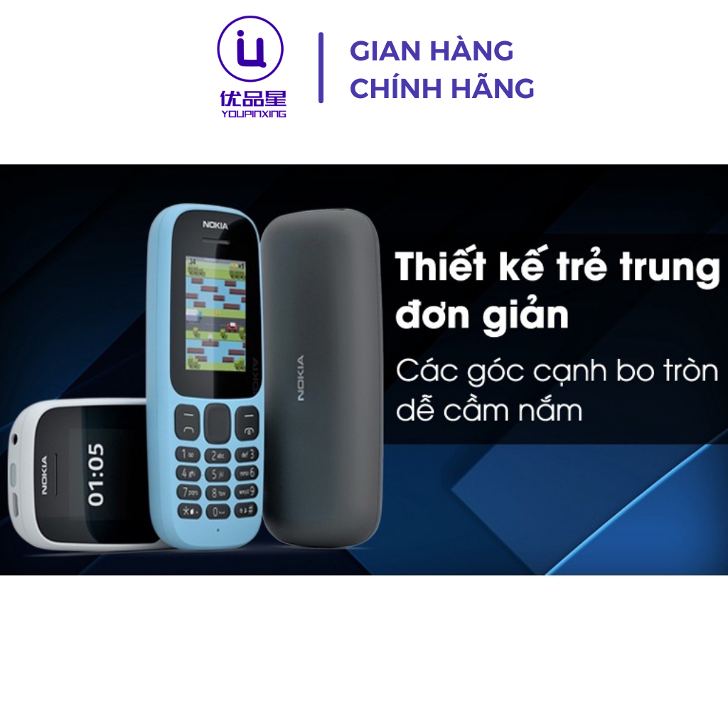 Điện thoại NOKIA 1O5 4G 2O17 bản 2 sim thiết kế siêu bền, tặng kèm pin sạc, bảo hành 12 tháng