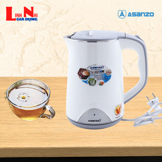 Bình Đun Siêu Tốc Cao Cấp 2 Lớp Siêu Bền Asanzo SK-1815,Công Suất 1500W, Đun Sôi Nhanh- Gia Dụng Linh Nhi
