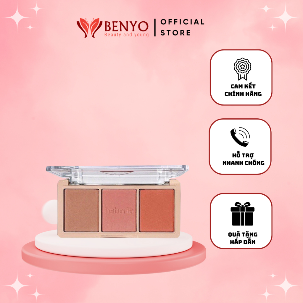 Bảng má hồng 3 ô Habaria Color Blusher Palette