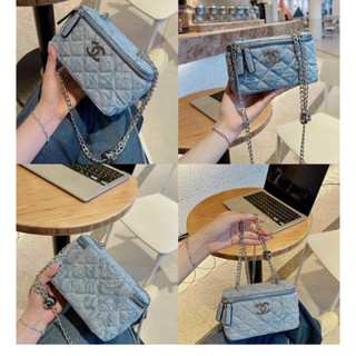 Túi xách nữ CN đeo chéo đeo vai cốp vuông màu Jean hoa trà size 20 mẫu mới