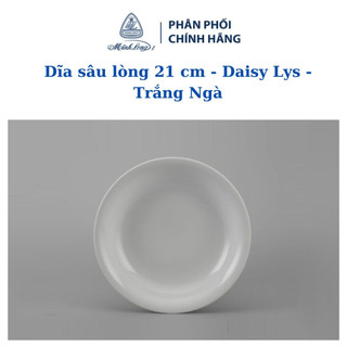 Dĩa sâu lòng 21 cm - daisy lys - trắng ngà - gốm sứ cao cấp minh long i
