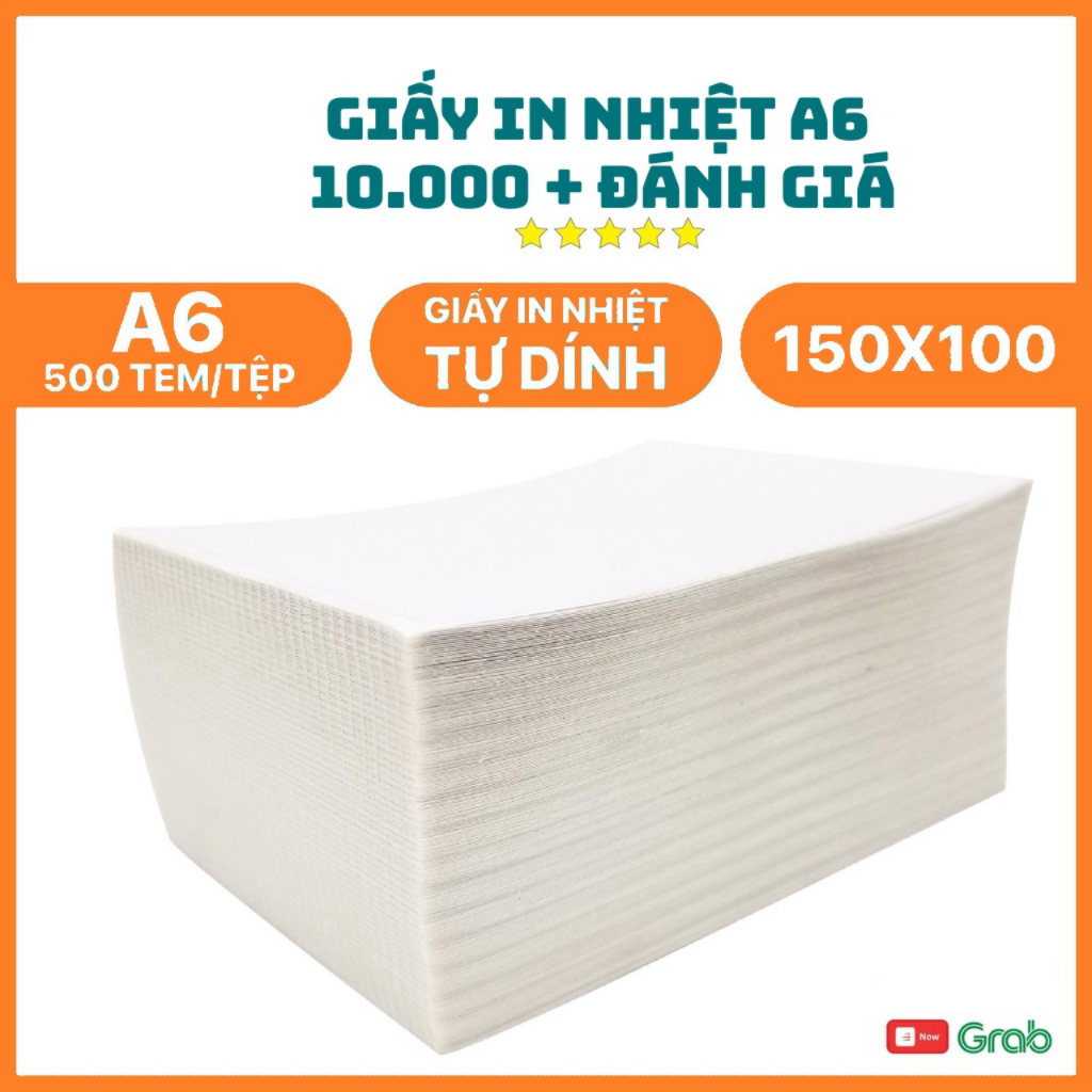 Giấy in đơn hàng TMĐT 100x150mm in decal nhiệt bill hóa đơn cỡ A6 tự dán không cần băng dính HÌNH THẬT