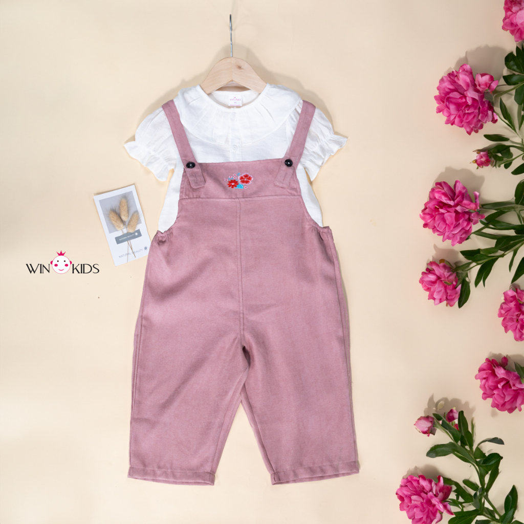 Set yếm bé gái quần dài và áo sơ mi 13-41kg Thời trang trẻ em WINKIDS chuyên quần áo cho bé
