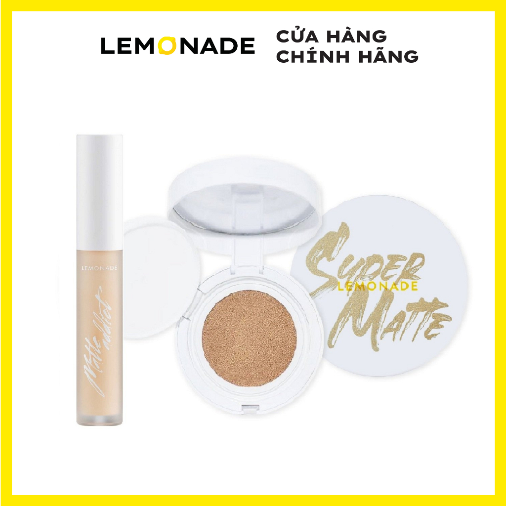 Combo Lemonade Phấn nước siêu kiềm dầu Supermatte Cushion A03 15g và Kem che khuyết điểm #A03 3g