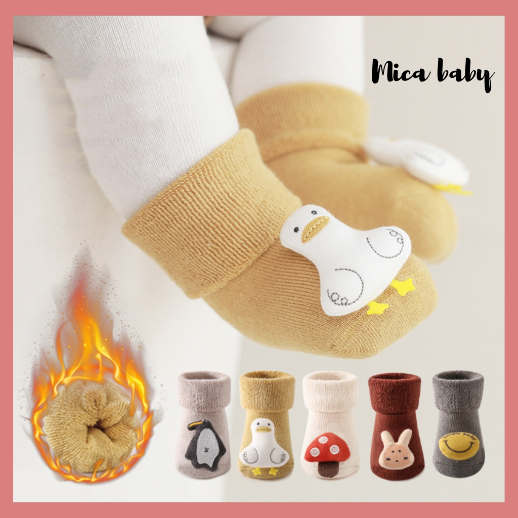 Tất cao cổ chống trơn trượt cho bé gắn hình thú đáng yêu cho bé T43 Mica baby