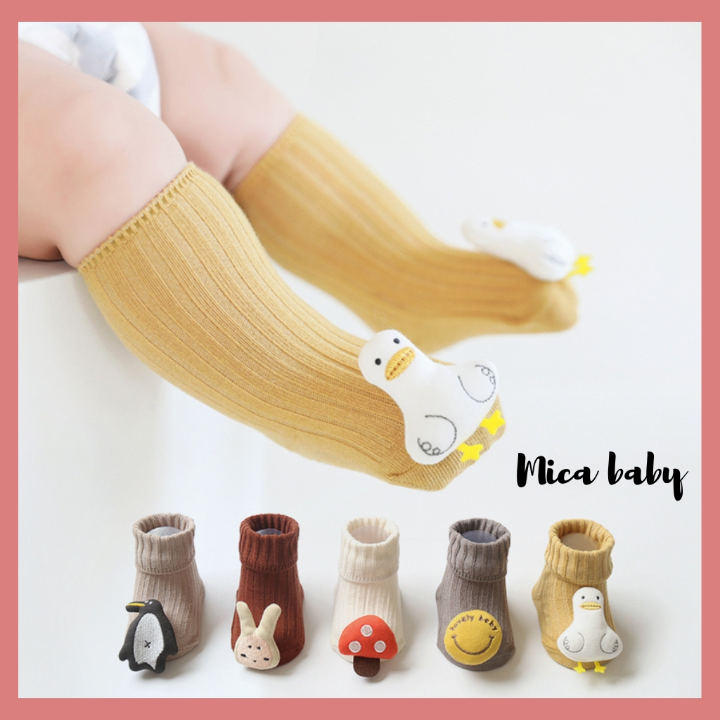 Tất cao cổ chống trơn trượt cho bé gắn hình thú đáng yêu cho bé T43 Mica baby