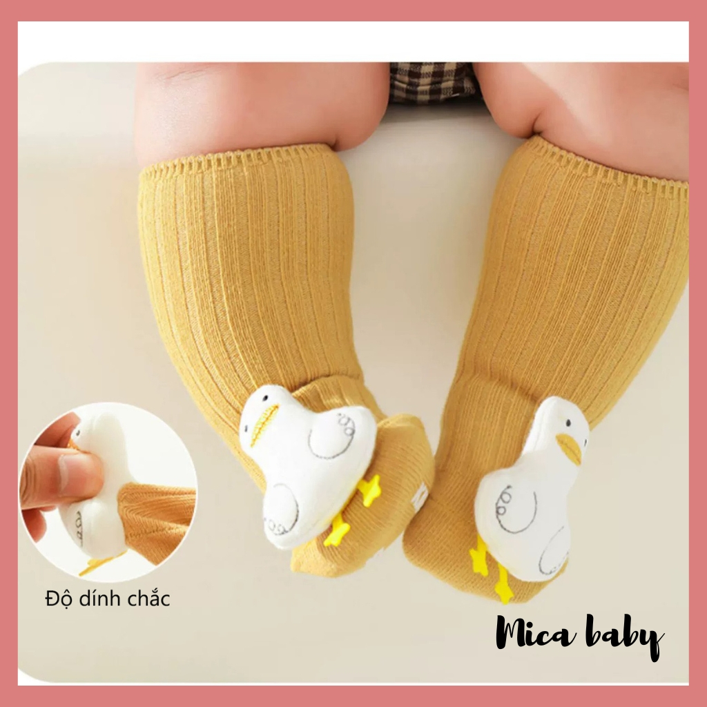 Tất cao cổ chống trơn trượt cho bé gắn hình thú đáng yêu cho bé T43 Mica baby