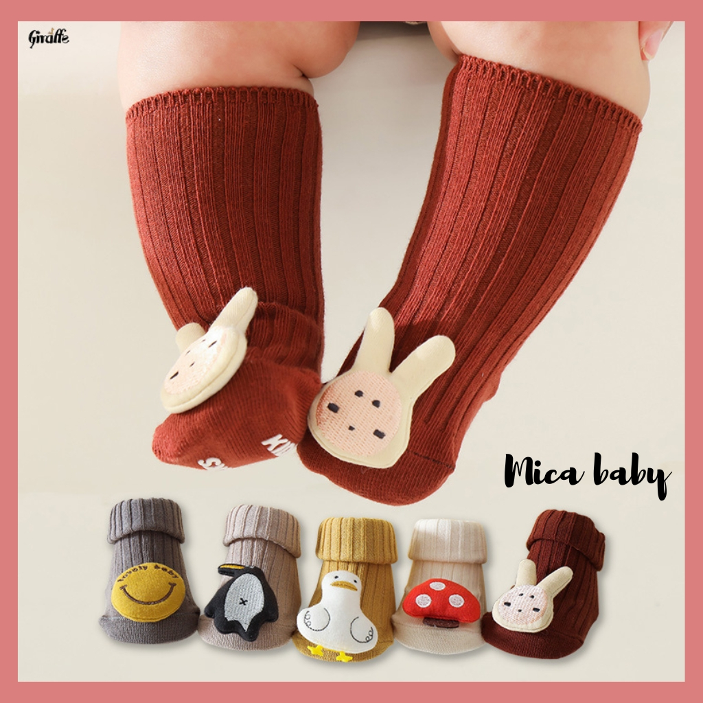 Tất cao cổ chống trơn trượt cho bé gắn hình thú đáng yêu cho bé T43 Mica baby
