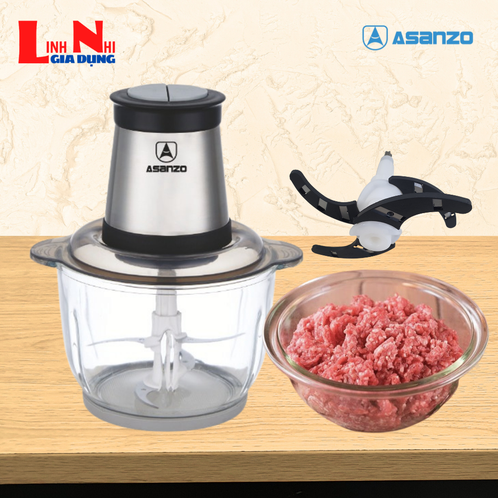Máy Xay Thịt 2.0L Asanzo MG-20YU, Công Suất 300W Với 4 Lưỡi Dao Kép Xay Nhuyễn Thức Ăn Nhanh Chóng