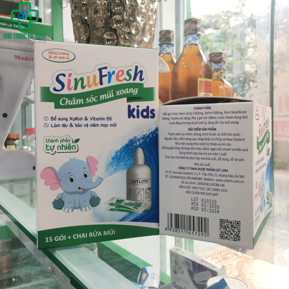 Combo Bình Rửa + Muối Rửa Mũi SinuFresh Kisd Của Cát Linh - Thành Phần Tự Nhiên Chăm Sóc Mũi Xoang Cho Bé Từ 1 Tuổi