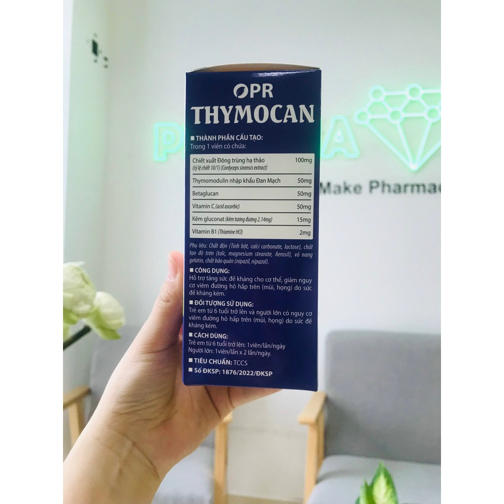 Opr thymocan, Thymomodulin tăng đề kháng, giảm ho, giảm biểu hiện hô hấp trên - Hộp 60 viên