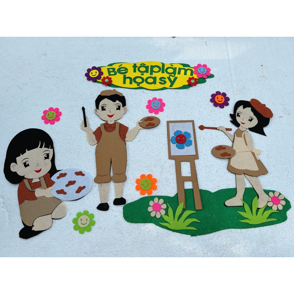 Góc tạo hình chất stem chất nỉ trang trí mầm non cho bé đồ mầm non đẹp