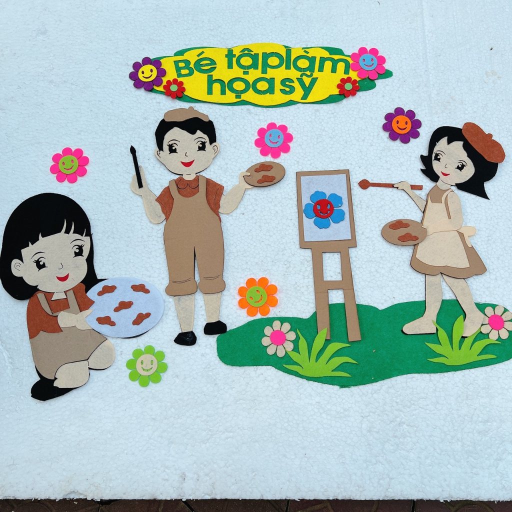 Góc tạo hình chất stem chất nỉ trang trí mầm non cho bé đồ mầm non đẹp