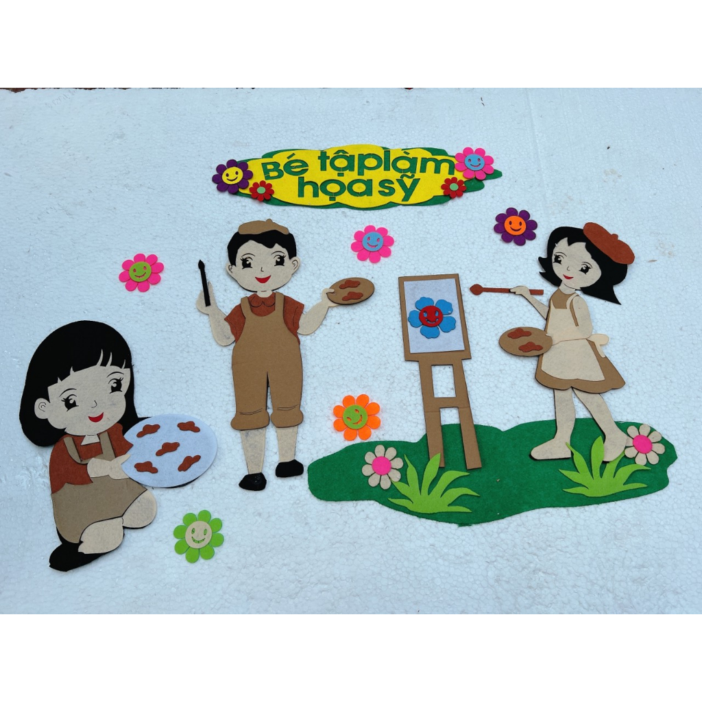 Góc tạo hình chất stem chất nỉ trang trí mầm non cho bé đồ mầm non đẹp