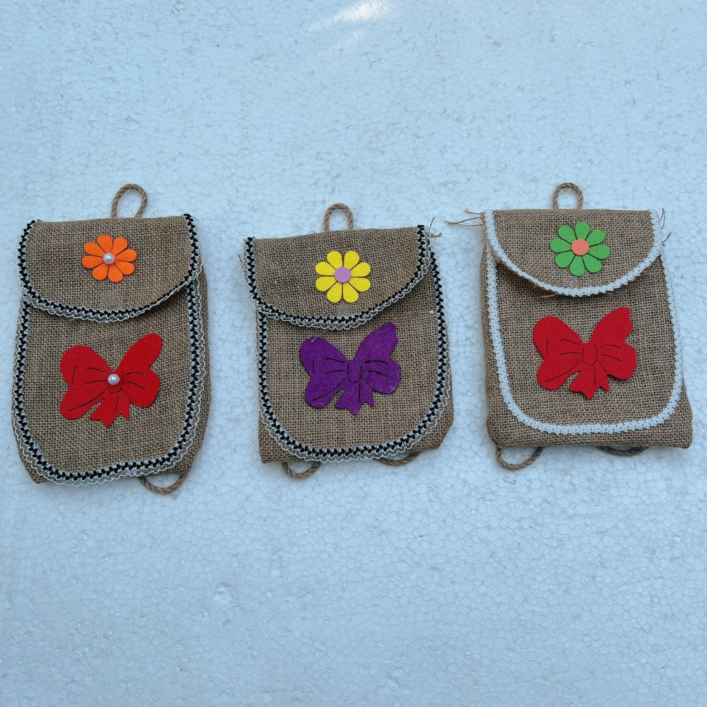 Bộ túi vải đay 4 món đồ dùng mầm non cho bé