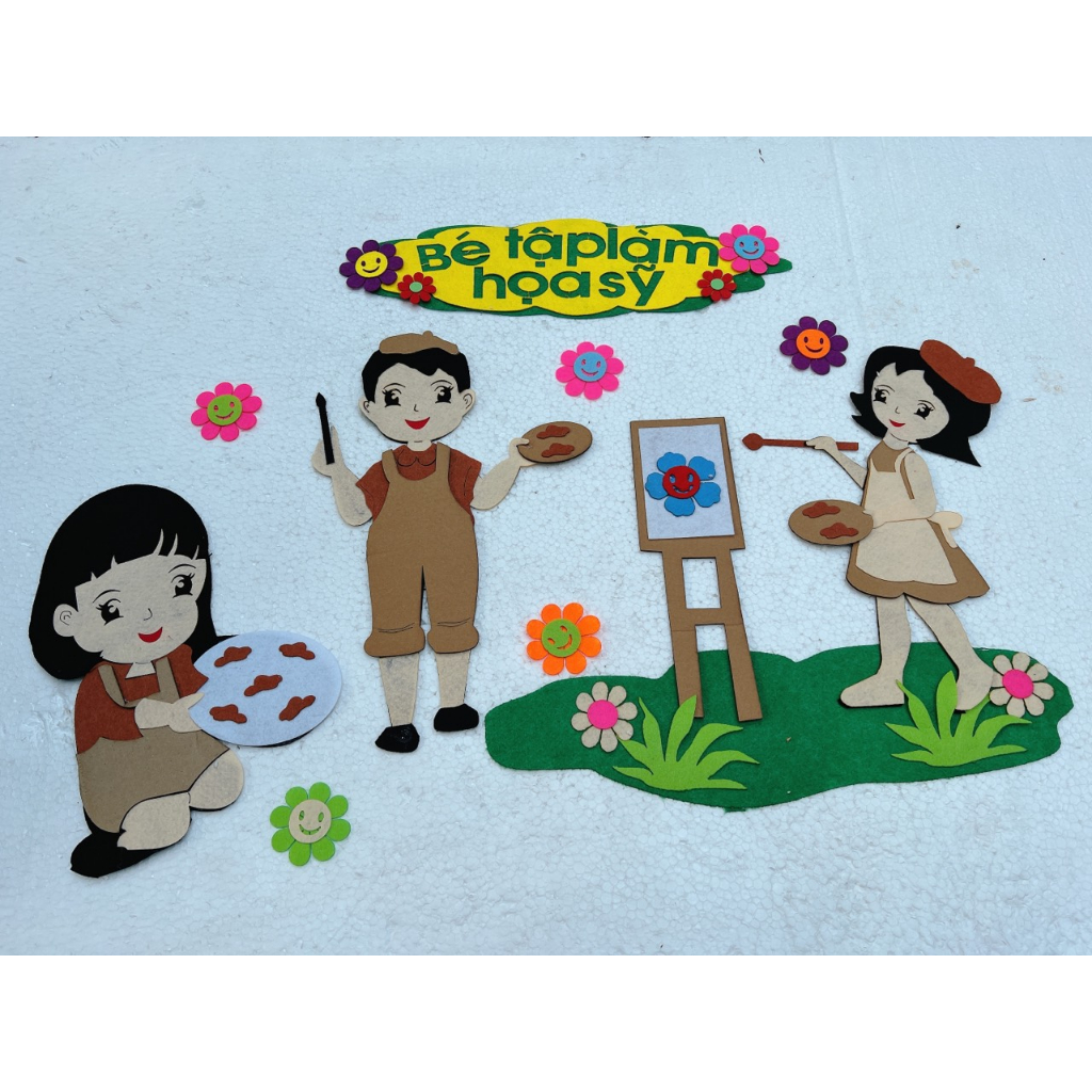 Góc tạo hình chất stem chất nỉ trang trí mầm non cho bé đồ mầm non đẹp