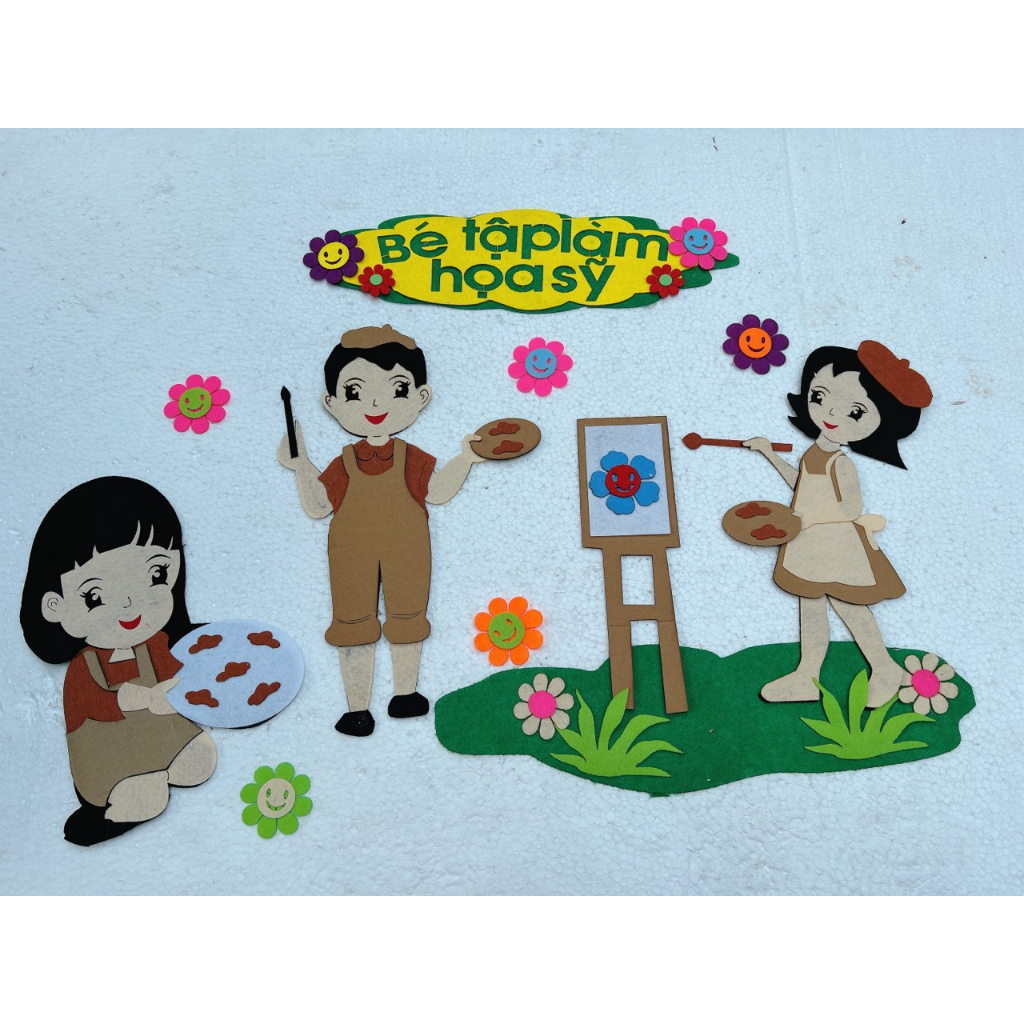 Góc tạo hình chất stem chất nỉ trang trí mầm non cho bé đồ mầm non đẹp