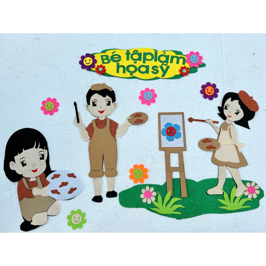 Góc tạo hình chất stem chất nỉ trang trí mầm non cho bé đồ mầm non đẹp